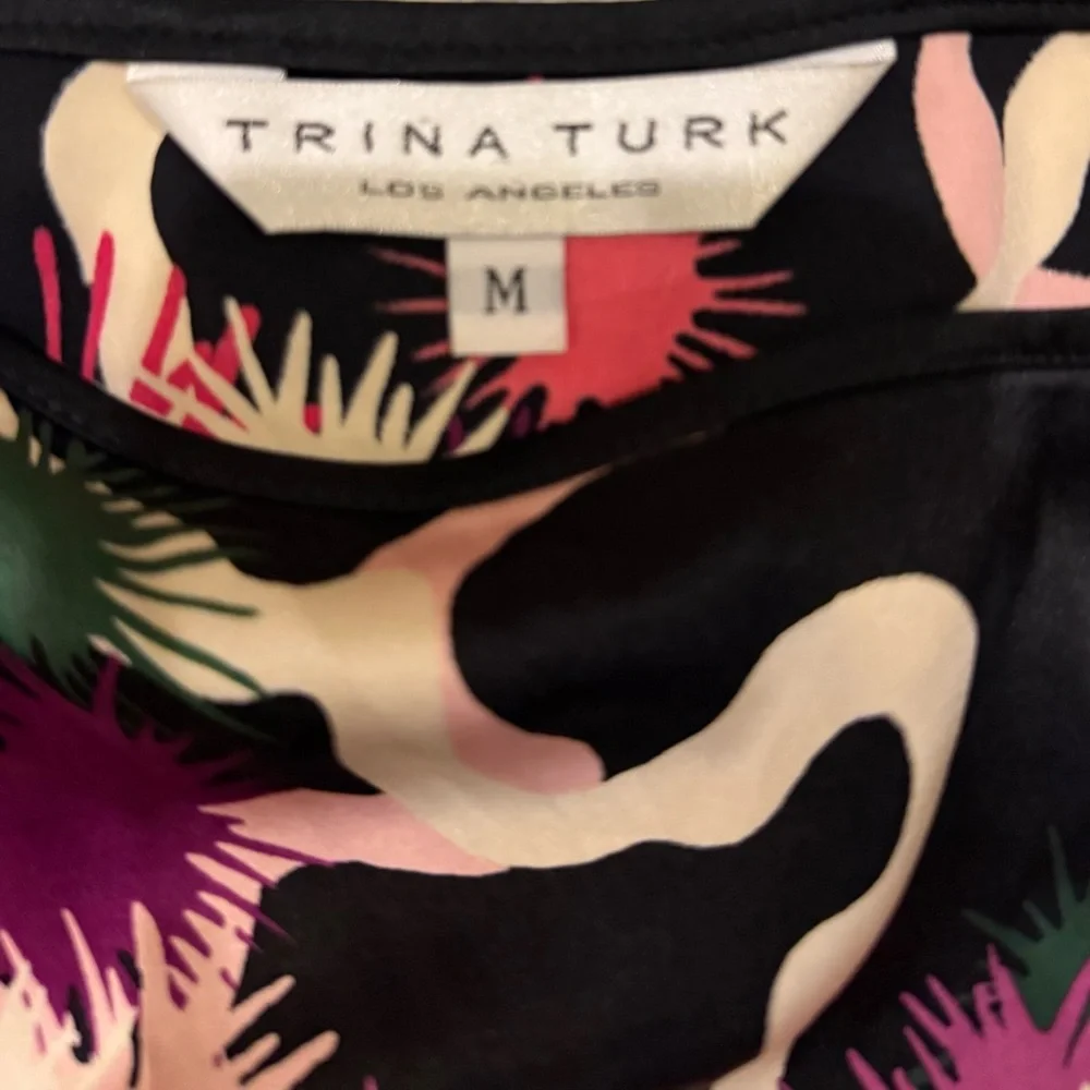 Trina Turk One Shoulder Silk Starburst Print Top M ✨ - Picture 7 of 12